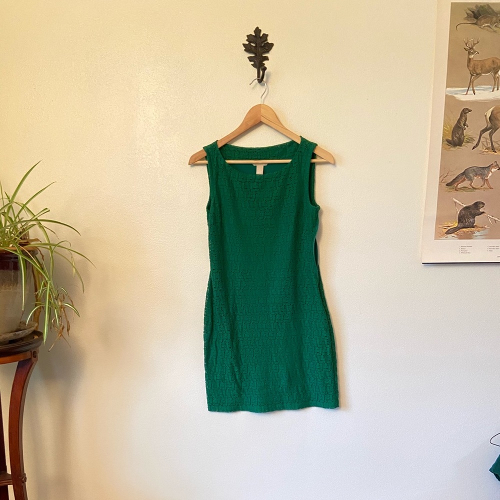Green fitted dress-stretchy and comfy!